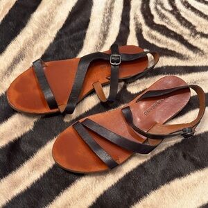 Lucky Brand Black and Brown Sandals